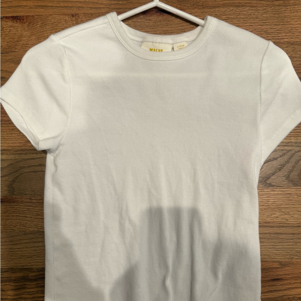 Anthropologie White Ribbed Top